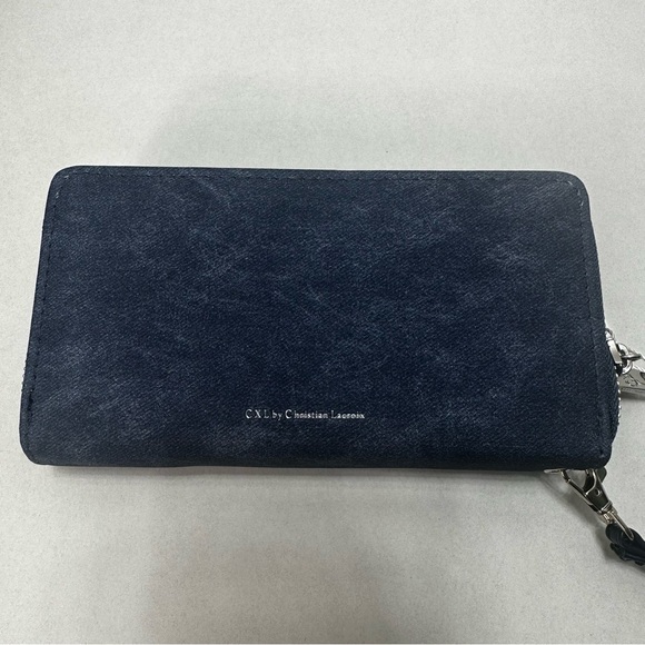 CXL‎ Christian Lacroix Jasper Barrel Satchel Crossbody Denim Blue Free Wallet - Picture 11 of 14